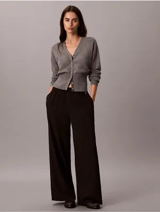 Calvin Klein Womens Wide Leg Pull-On Pants - Black - XL