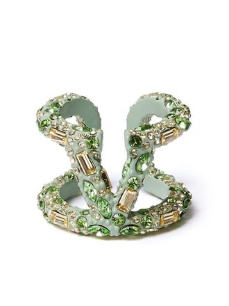 Valentino Garavani Anello con cristallo VLOGO - Verde