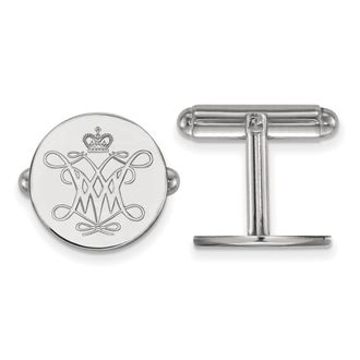 Diamond2Deal Sterling Silver Rhodium-plated College of William and Mary Cuff Links
