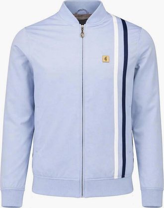 Gabicci Vintage 1973 Mens Griffin Surf Racing Stripe Bomber Jacket | Surf - Blue - Size: 44/Regular