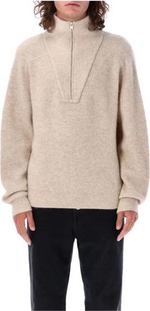 Isabel Marant Kabel Gebreide Trui met Hoge Hals - Heren - Coltruien - Beige - L - Truien & Vesten