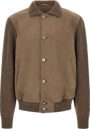 Brioni Brown Calfskin Leather Mens Jacket