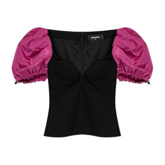 Dsquared2 Top in Lana con Maniche a Sbuffo - - Blouses & Shirts - Donna - Nero - M