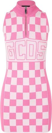 GCDS Band Logo Half Zip Mini Jurk - Dames - Korte kleedjes - Roze - M - Kleedjes
