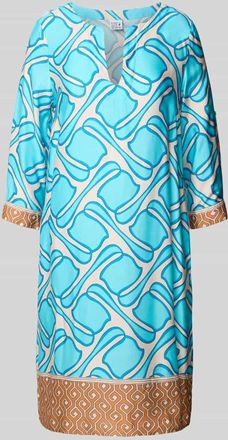 Emily van den Bergh Knielanges Kleid mit V-Ausschnitt in Aqua, Größe 36