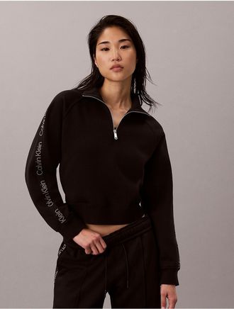 Calvin Klein Jeans Calvin Klein Womens Logo Tape Fleece 1/4 Zip Sweatshirt - Black - XL