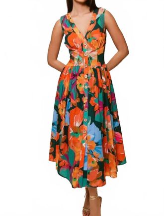 Hutch Indy Midi Dress In Teal Hibiscus Floral
