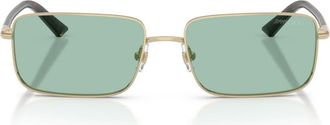 Jimmy Choo London 55mm Rectangular Sunglasses in Pale Gold /Green at Nordstrom