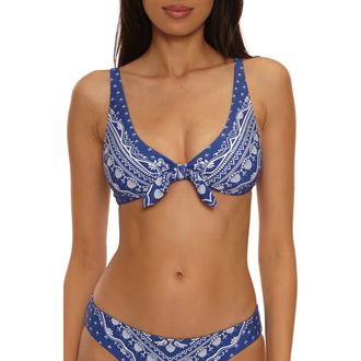 BECCA by Rebecca Virtue Seaside Ranch Halter Bikini Top in Navy at Nordstrom, Size Medium