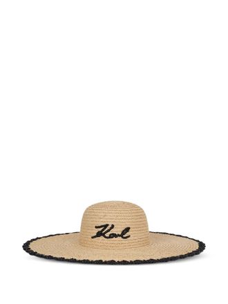 Karl Lagerfeld scallop-edge sun hat - women - Raffia - One Size - Neutrals