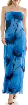 Bebe Print Mesh Maxi Dress in Blue at Nordstrom Rack, Size X-Large
