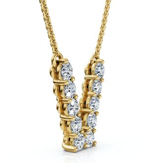 Pompeii3 1Ct Diamond Initial V Pendant 14k Gold 18 Necklace Lab Grown 5/8 Tall