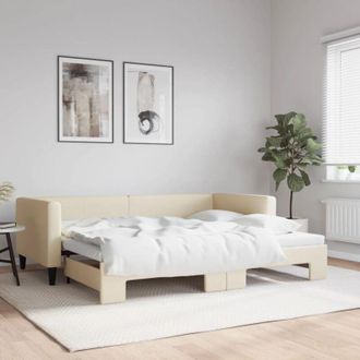 vidaXL Sof&aacute; Cama Nido Tela Crema 90x200 Cm Vidaxl