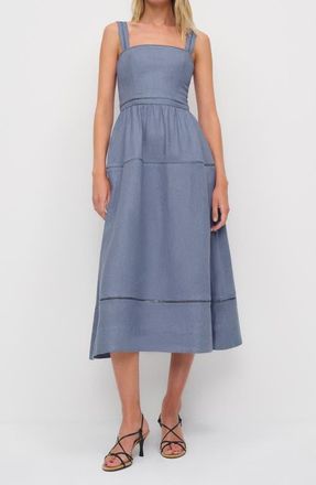 Reformation Everett Linen Midi Sundress in Cornflower at Nordstrom, Size 10