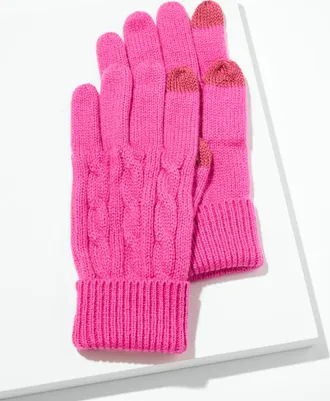 Talbots Soft Cable Knit Gloves - Very Berry - 001 Talbots
