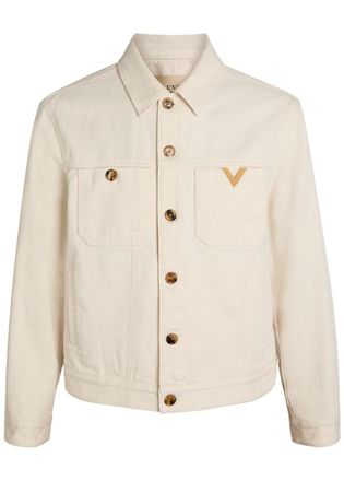 Valentino Garavani Giubbino Genio Logo Denim Jacket - White - 46 (IT46 / S)