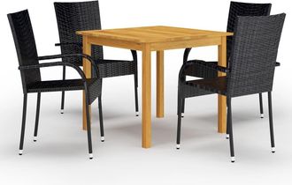 vidaXL Juego De Comedor Para Jard&iacute;n 5 Piezas Negro Vidaxl