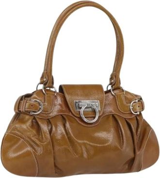 Ferragamo Pre-owned Handbags, female, Brown, Size: ONE SIZE Pre-owned Leather Handbag