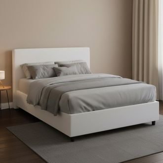 Talamo Italia Dmora - Cama De Plaza Y Media Daceros, Cama Contenedor Con Tapizado En Ecopiel, 100% Made In Italy, Apertura Frontal, Con Colch&oacute;n Cm 120x200 Incluido,