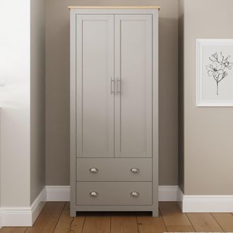 GFW Lancaster 2 Door 2 Drawer Wardrobe in Grey