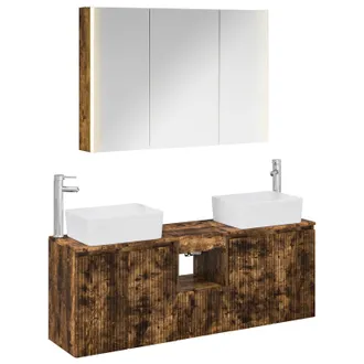 vidaXL Set Di Armadi Da Bagno 4 Pz Rovere Fumo Legno Ingegnerizzato Vidaxl