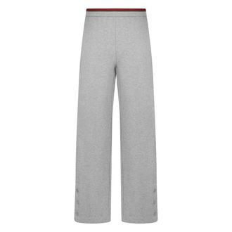 Gucci Cotton Jersey Leisure Trousers with Web - female - Gucci - Wide Trousers - Gray - XS - Trousers