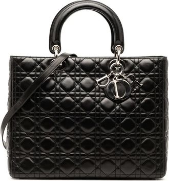 Dior Borsa a tracolla Lady Dior grande con motivo Cannage 2004 - Nero