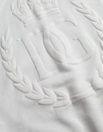 Dolce & Gabbana White Cotton Hooded Pullover Sweatshirt Mens Men