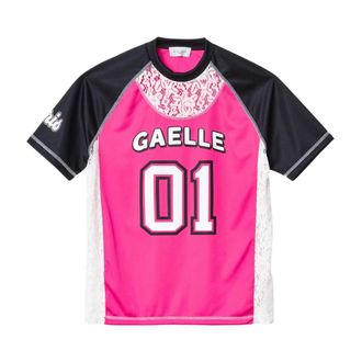 Gaëlle Paris T-Shirts, female, Pink, S, Oversized lace trim fuchsia t-shirt