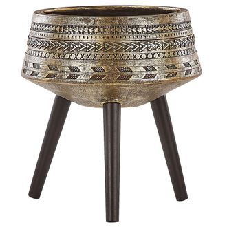 Beliani Soporte Para Maceta Base De Madera Maciza Cuadrado Hormig&oacute;n Gris 30 X 30 Cm Macetero Industrial Moderno Macetero Alto Vardiani