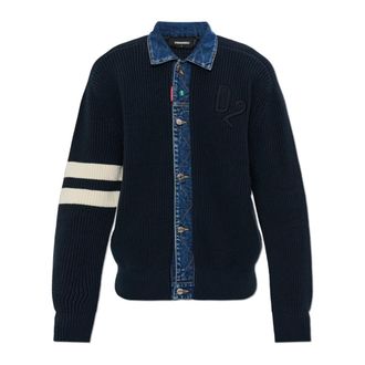 Dsquared2 Cardigans, male, Blue, Size: XL Logo Cardigan