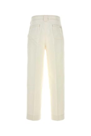 Ami Mens White Cotton Baggy Pant Blanccreme Exterior: Pantaloni