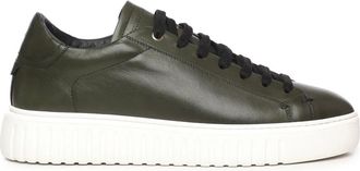 Giuliano Galiano Schoenen, Heren, Groen, 40 EU, Groene leren sneakers met contrasterende hiel