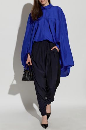Lanvin Asymmetric Top With Crinkled Effect, Womens, Blue