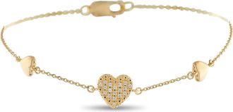 Luxury Bazaar 18K Yellow Gold 0.05ct Diamond Heart Bracelet BR10515-Y