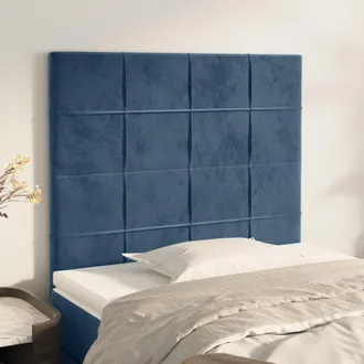 vidaXL Cabeceros 2 Unidades De Terciopelo Azul Oscuro 100x5x78/88 Cm Vidaxl