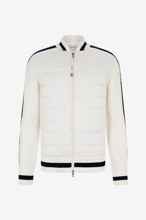Moncler Cardigan aus gestreiftem Strick mit Daunenteilen