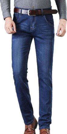 Generic Mens Jeans Casual Denim Pants with Pockets Slim Fit Stretch Jean Trousers Full Length Skinny Casual Trouser Vintage Straight Leg Bottoms Lounge Clothe
