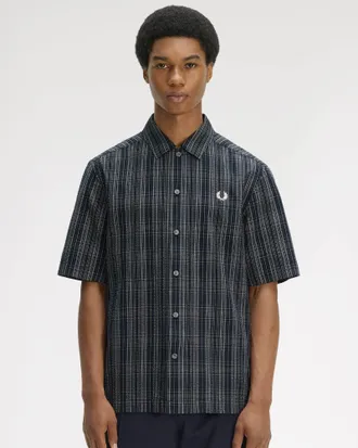 Fred Perry Mens Shirt in Dark Grey Cotton - Size X-Large