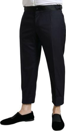 Dolce & Gabbana Mens Blue Wool Cropped Tapered Pants Virgin Silk Polyester