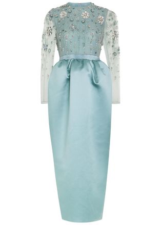 Huishan Zhang Huishan Zhang Starla Embellished Duchess Satin and Tulle Midi Dress - Grey - 14 (UK14 / L)