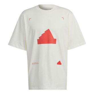 adidas Mens adidas SS22 Geometry Pattern Printing Casual Short Sleeve Jade White T-Shirt HN1956