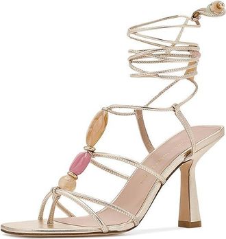 Stuart Weitzman Majorca Wrap Sandals 85 Womens Sandals Platino : 9.5 M, Leather