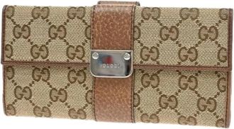 Gucci Pre-owned Wallets, female, Brown, Size: ONE SIZE Pre-owned Vintage Canvas Wallet