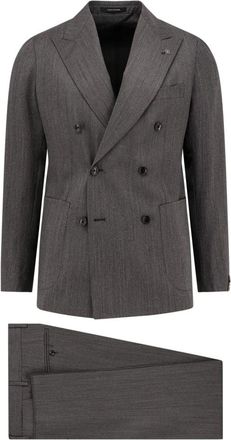 Tagliatore Montecarlo Double-Breasted Suit - male - Tagliatore - Double Breasted Suits - Gray - 3XL - Suits