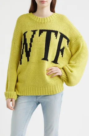 Dressed in Lala WTF Crop Sweater in Chartreuse at Nordstrom, Size Small