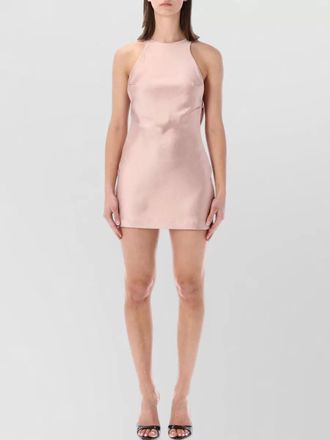 Andamane open back halter neck satin mini dress