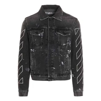 Off-white Mens Off-White SS22 Printing Denim Jacket Black OMYE079S22DEN0011101