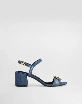 Dolce & Gabbana Denim Sandals With Embroidery And Stones - Woman Sandals And Wedges Multi-colored 36.5