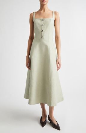 Altuzarra Orrie Sleeveless Cotton Blend Midi Dress in Green Lily at Nordstrom, Size 12 Us